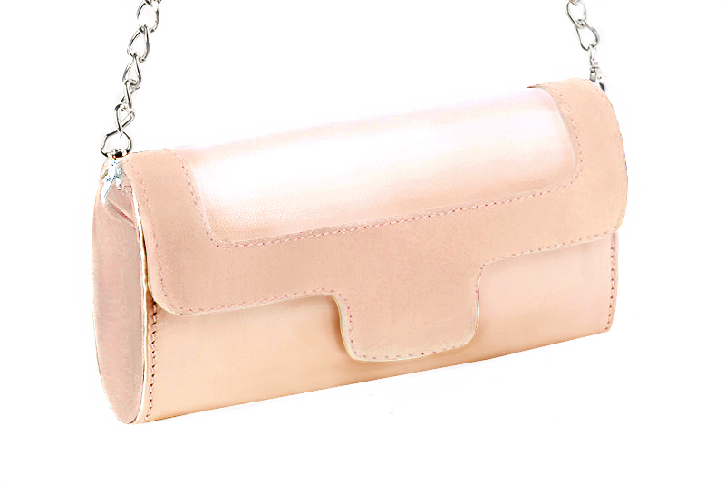 Powder pink women's dress clutch, for weddings, ceremonies, cocktails and parties. Front view - Florence KOOIJMAN